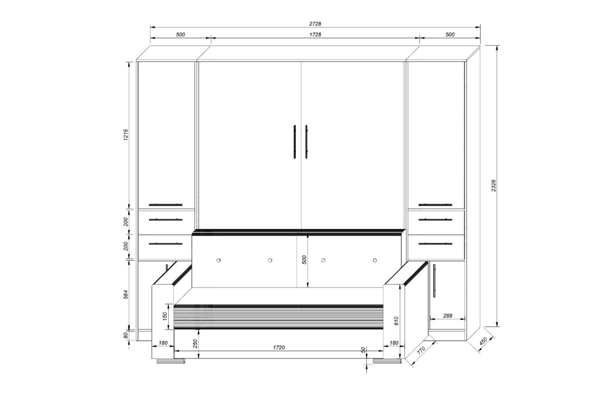 Проект шкафа с кроватью